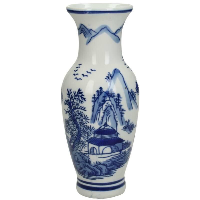 VASO PORCELLANA D.7,5 CM H.18 CM BLU/BIANCO VASO PORCELLANA D.7,5 CM H.18 CM BLU/BIANCO