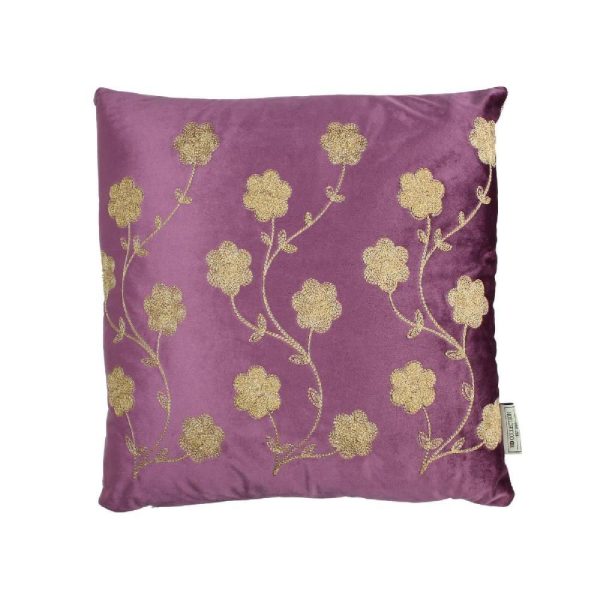 CUSCINO FLOREALE VELLUTO 45X45 CM VIOLA/ORO CUSCINO FLOREALE VELLUTO 45X45 CM VIOLA/ORO