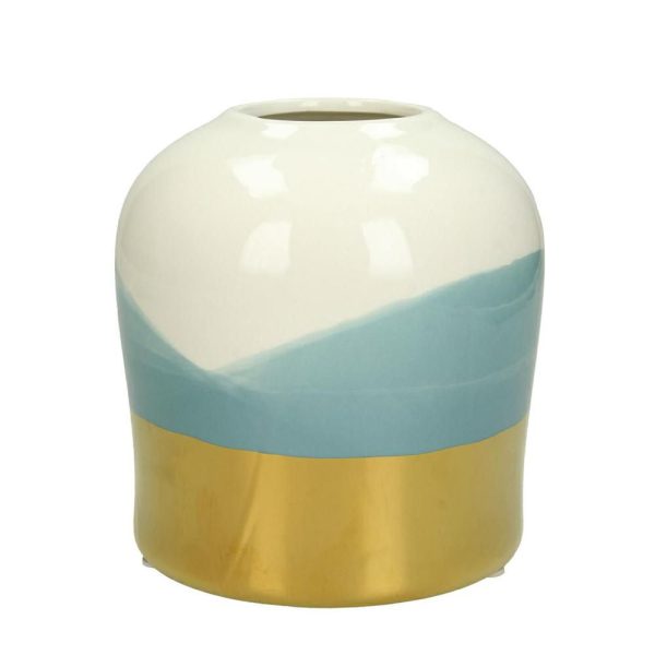 VASO CERAMICA D.14 CM H.14,7 CM BLU/GIALLO VASO CERAMICA D.14 CM H.14,7 CM BLU/GIALLO