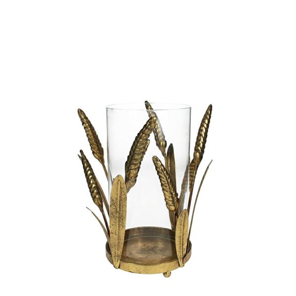 PORTACANDELA CILINDRO VETRO/METALLO D.23 CM H.24,5 CM ORO PORTACANDELA CILINDRO VETRO/METALLO D.23 CM H.24,5 CM ORO