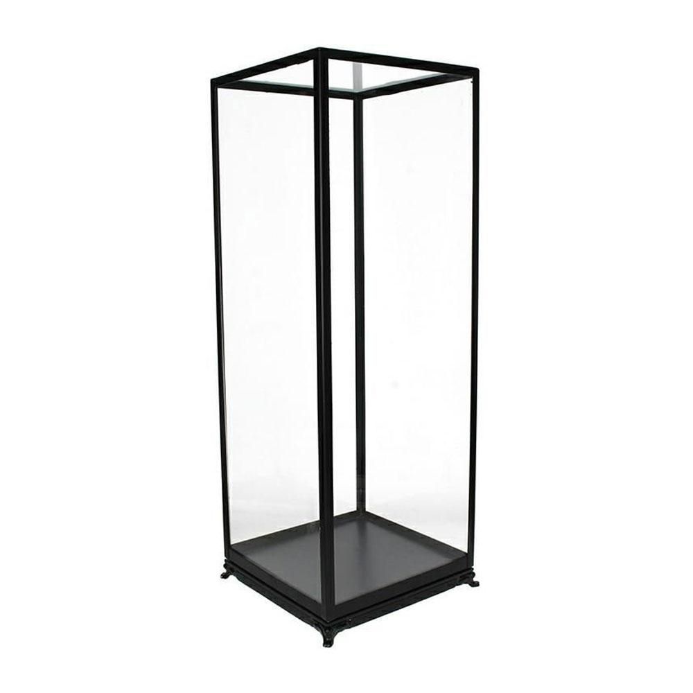 TECA VETRO/METALLO 26X26 CM H.68 CM NERO