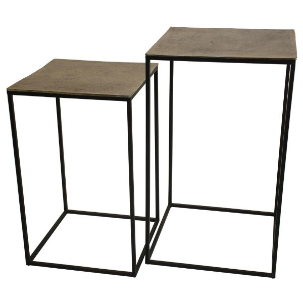 SET 2 TAVOLI METALLO D.40-45X40-45 CM H.60-70 CM ORO SET 2 TAVOLI METALLO D.40-45X40-45 CM H.60-70 CM ORO