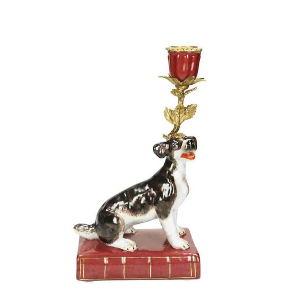 CANDELIERE PORCELLANA 14X9 CM H.24 CM -DOG- MARRONE CANDELIERE PORCELLANA 14X9 CM H.24 CM -DOG- MARRONE