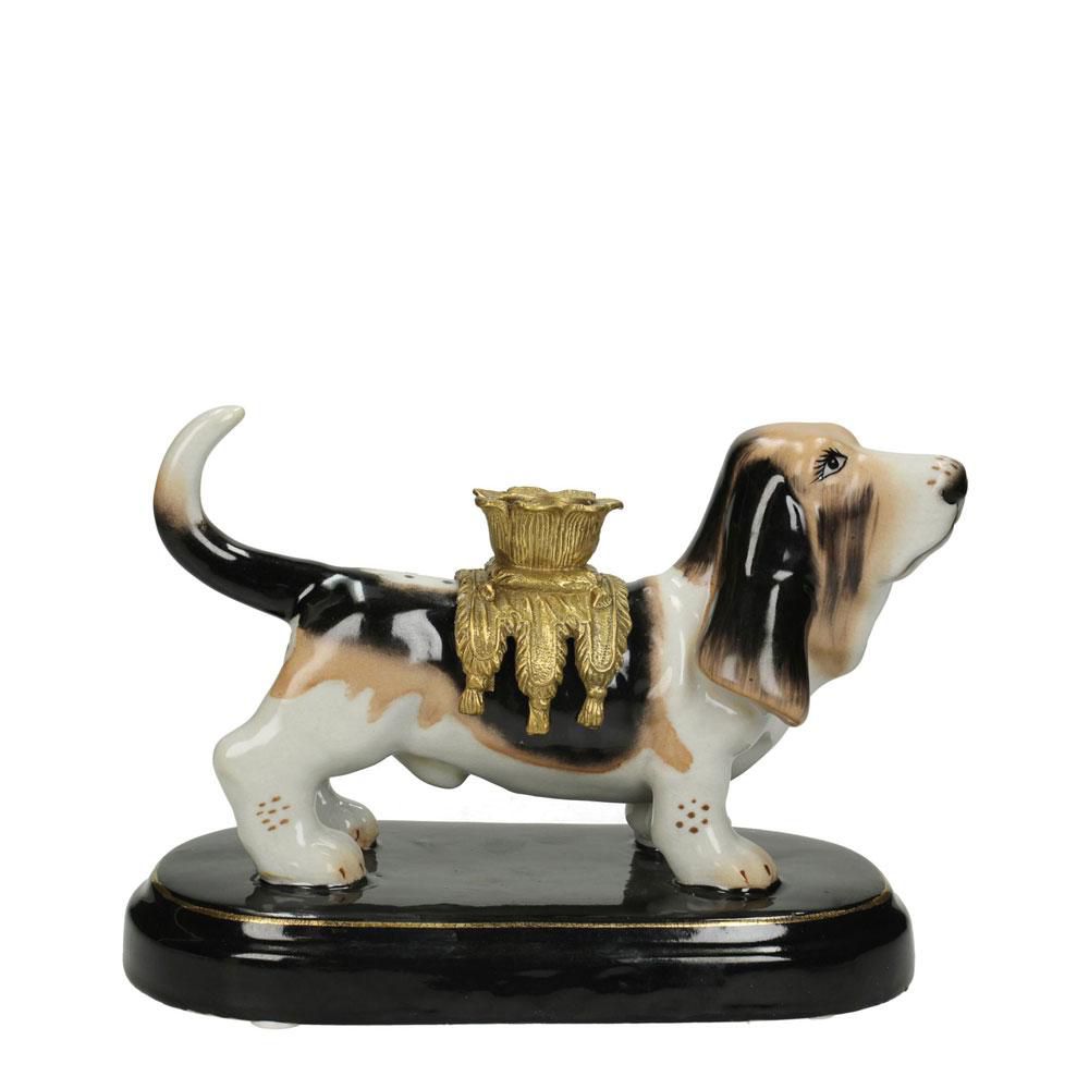 CANDELIERE PORCELLANA 19X10 CM H.13 CM -DOG- MARRONE CANDELIERE PORCELLANA 19X10 CM H.13 CM -DOG- MARRONE