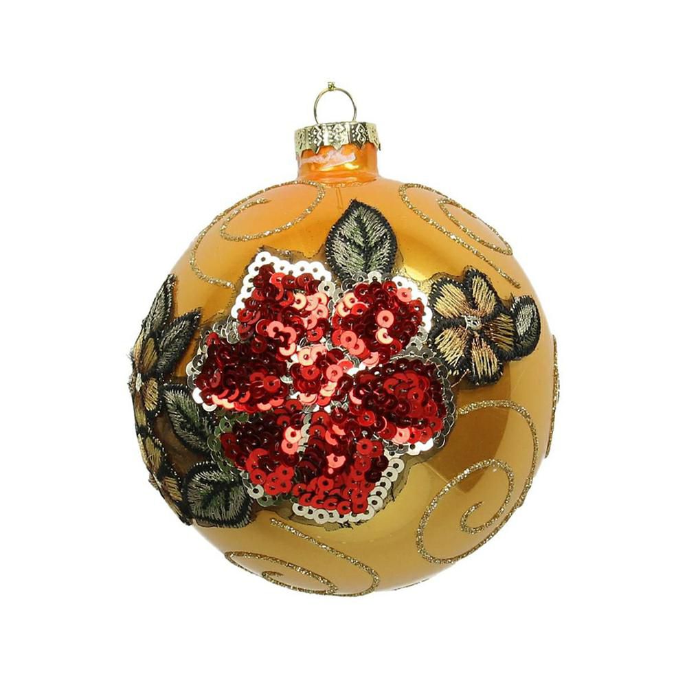 SFERA VETRO FLOREALE MM.100 GIALLO