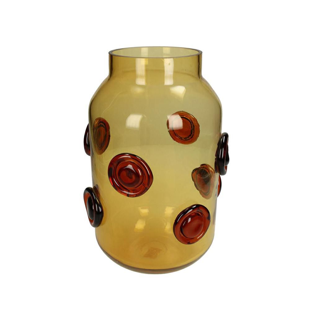 VASO VETRO C/DECORAZIONI D.20 CM H.30,5 GIALLO VASO VETRO C/DECORAZIONI D.20 CM H.30,5 GIALLO