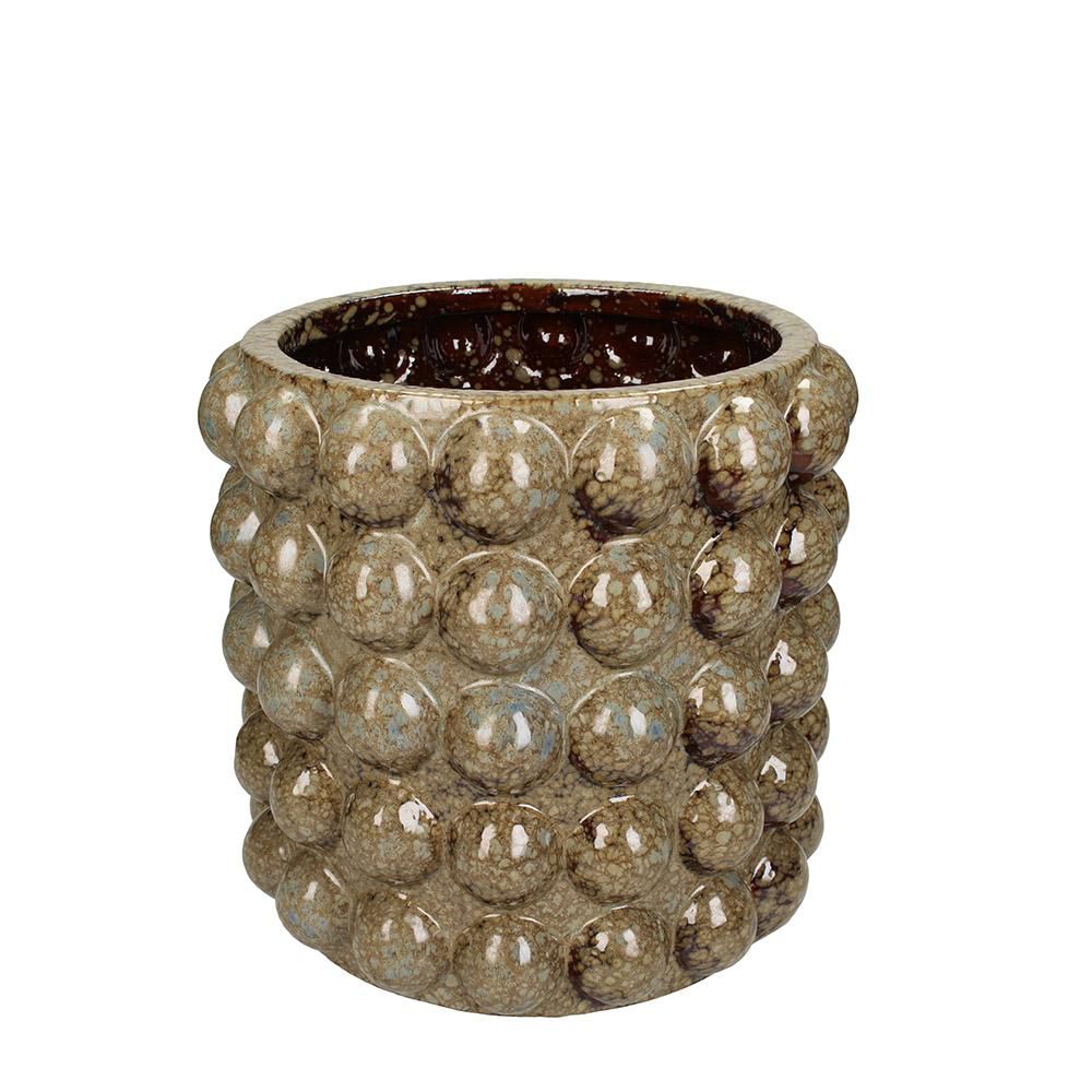 VASO CERAMICA BOLLE D.24 CM H.23 CM MARRONE