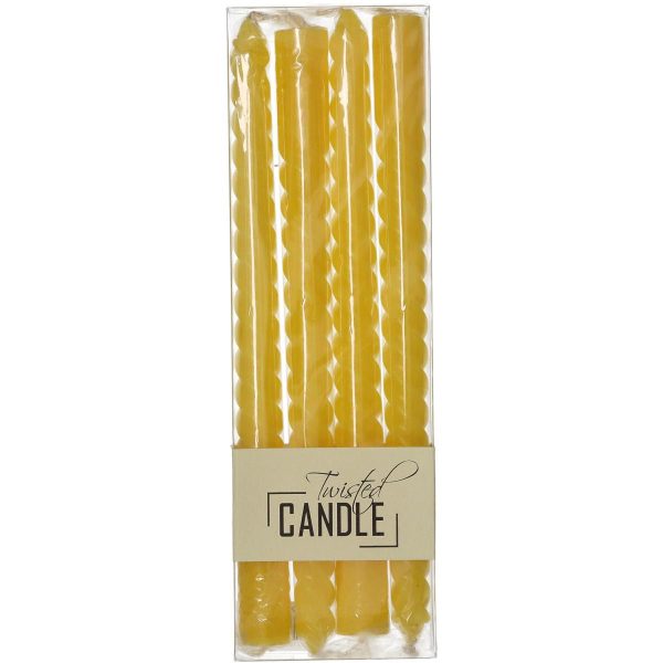 SET 4 CANDELE CONICHE TWISTED H.26 CM ORE 5,5 GIALLO SET 4 CANDELE CONICHE TWISTED H.26 CM ORE 5,5 GIALLO
