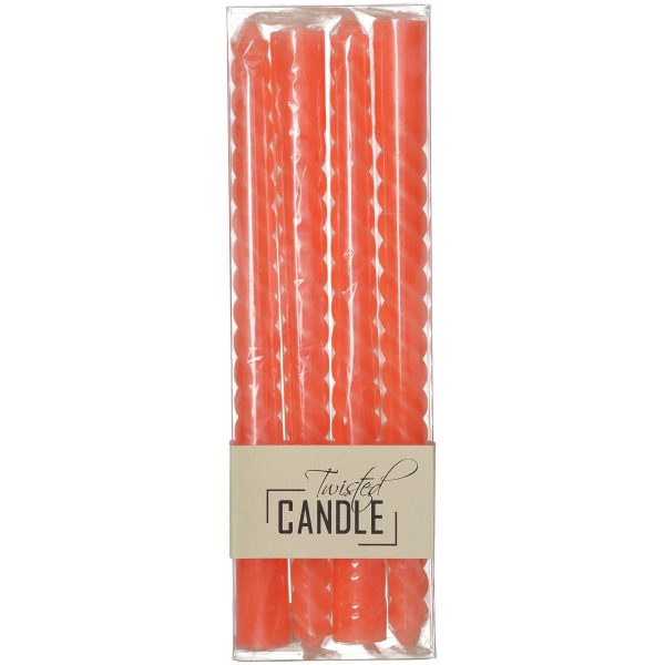SET 4 CANDELE CONICHE TWISTED H.26 CM ORE 5,5 ARANCIO SET 4 CANDELE CONICHE TWISTED H.26 CM ORE 5,5 ARANCIO