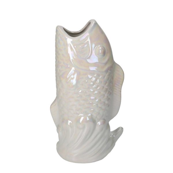 PESCE VASO CERAMICA 15,5X10,5 CM H.28 CM AVORIO PESCE VASO CERAMICA 15,5X10,5 CM H.28 CM AVORIO