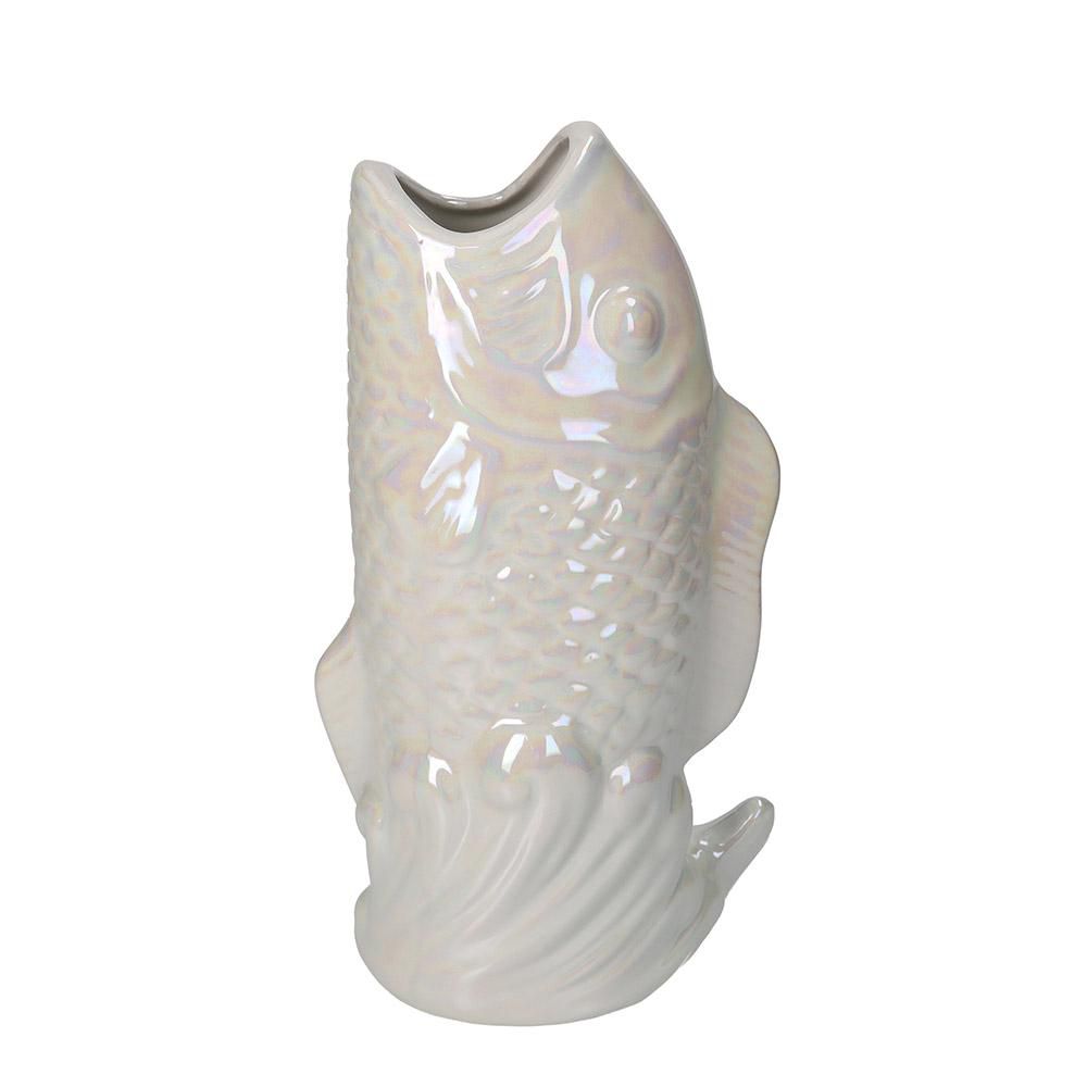 PESCE VASO CERAMICA 15,5X10,5 CM H.28 CM AVORIO PESCE VASO CERAMICA 15,5X10,5 CM H.28 CM AVORIO