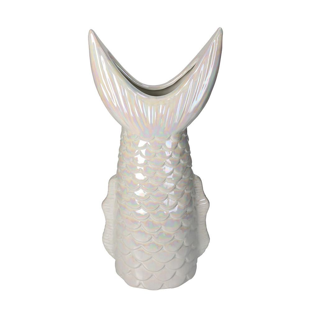 CODA DI PESCE VASO CERAMICA 18X11,5 CM H.40 CM AVORIO