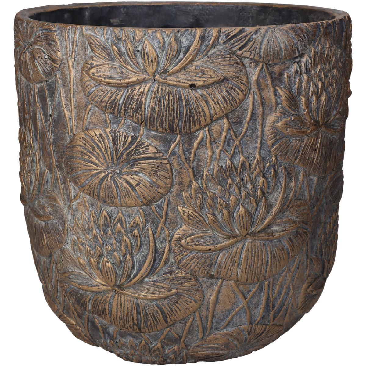 VASO CEMENTO -LOTUS- D.25 CM H.25 CM ORO VASO CEMENTO -LOTUS- D.25 CM H.25 CM ORO