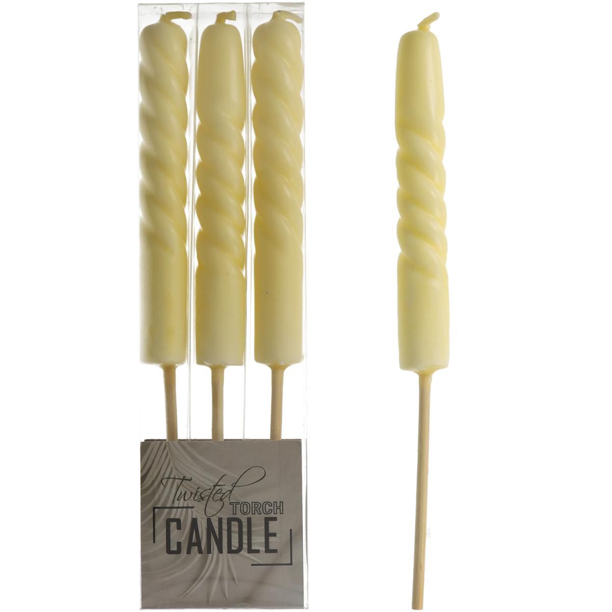 SET 3 CANDELE CONICHE TORCIA H.25,7 CM ORE 1,5 GIALLO SET 3 CANDELE CONICHE TORCIA H.25,7 CM ORE 1,5 GIALLO