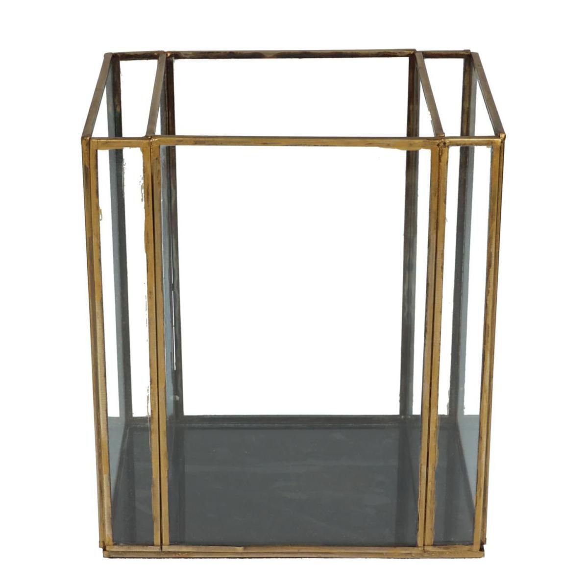 TECA VETRO/METALLO 18X13X21 CM BRONZO