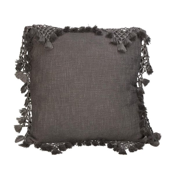 CUSCINO COTONE 45X45 CM-TASSELS- GRIGIO CUSCINO COTONE 45X45 CM-TASSELS- GRIGIO