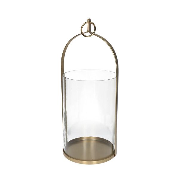 LANTERNA METALLO C/VETRO 21X20CM H.49 CM ORO LANTERNA METALLO C/VETRO 21X20CM H.49 CM ORO