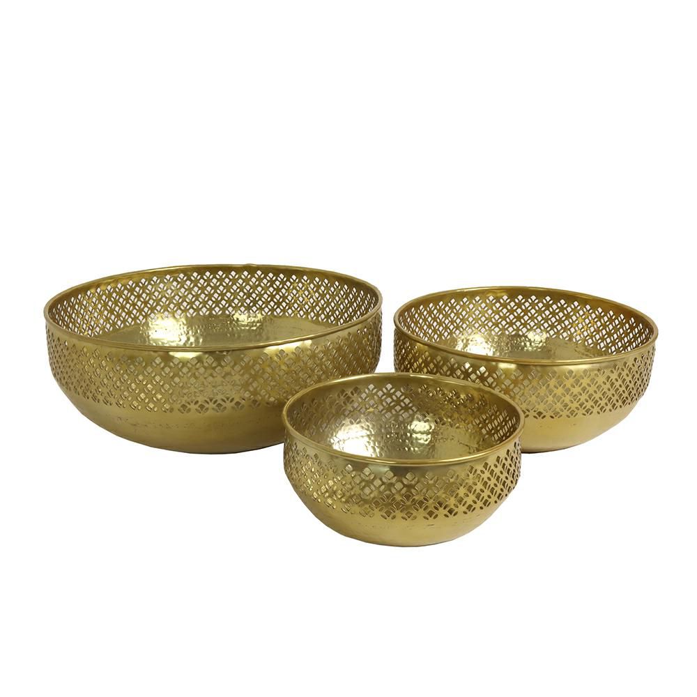 SET 3 CIOTOLE METALLO D.49 CM H.20 CM ORO