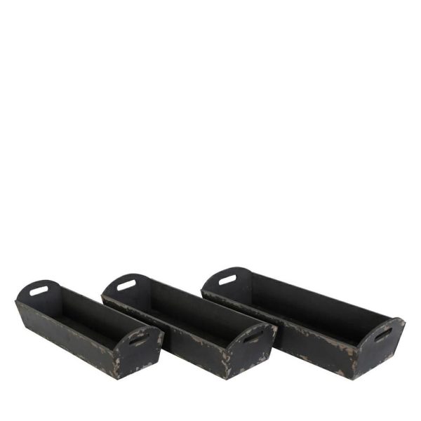 SET 3 FIORIERE LEGNO C/NYLON 54-57X20-23 CM H.13-14 CM NERO SET 3 FIORIERE LEGNO C/NYLON 54-57X20-23 CM H.13-14 CM NERO