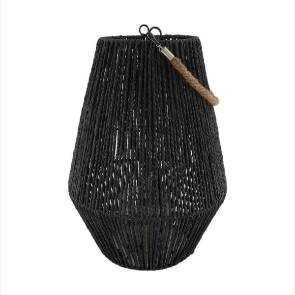 LANTERNA JUTA C/VETRO D.29 CM H.38 CM NERO LANTERNA JUTA C/VETRO D.29 CM H.38 CM NERO