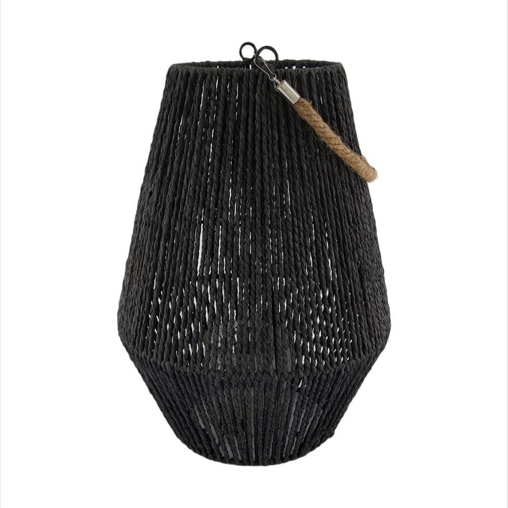 LANTERNA JUTA C/VETRO D.29 CM H.38 CM NERO LANTERNA JUTA C/VETRO D.29 CM H.38 CM NERO