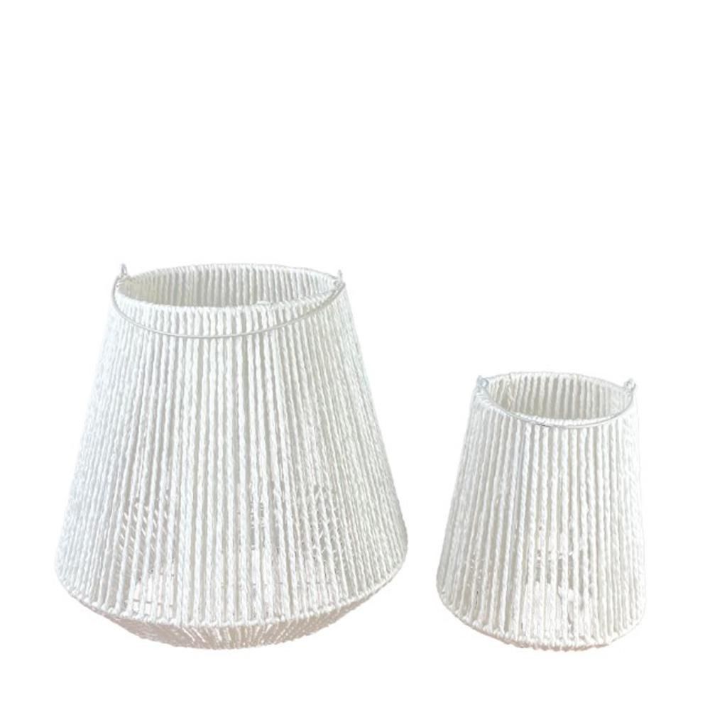 SET 2 LANTERNE CORDA C/VETRO D.38 CM H.38 CM BIANCO SET 2 LANTERNE CORDA C/VETRO D.38 CM H.38 CM BIANCO