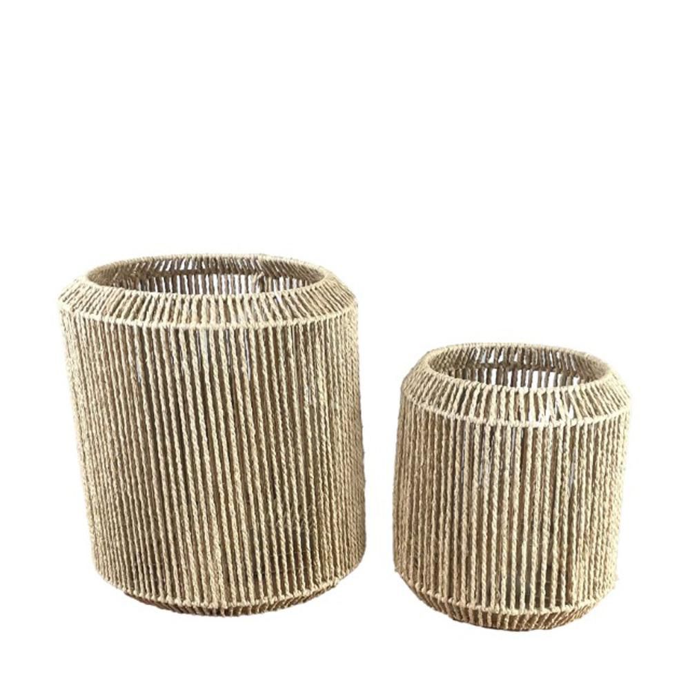 SET 2 LANTERNE CORDA C/VETRO D.34 CM H.39 CM NATURALE