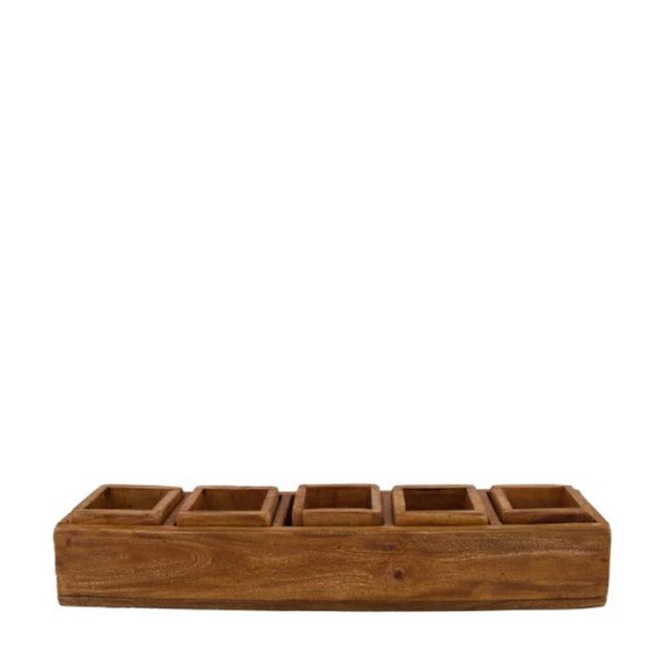 VASSOIO MOGANO C/SCOMPARTI 57X12,5X9 CM NATURALE VASSOIO MOGANO C/SCOMPARTI 57X12,5X9 CM NATURALE