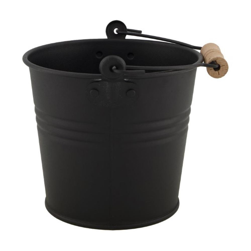 SECCHIELLO LATTA C/MANICO LEGNO D.17 CM H.14 CM NERO MATT SECCHIELLO LATTA C/MANICO LEGNO D.17 CM H.14 CM NERO MATT