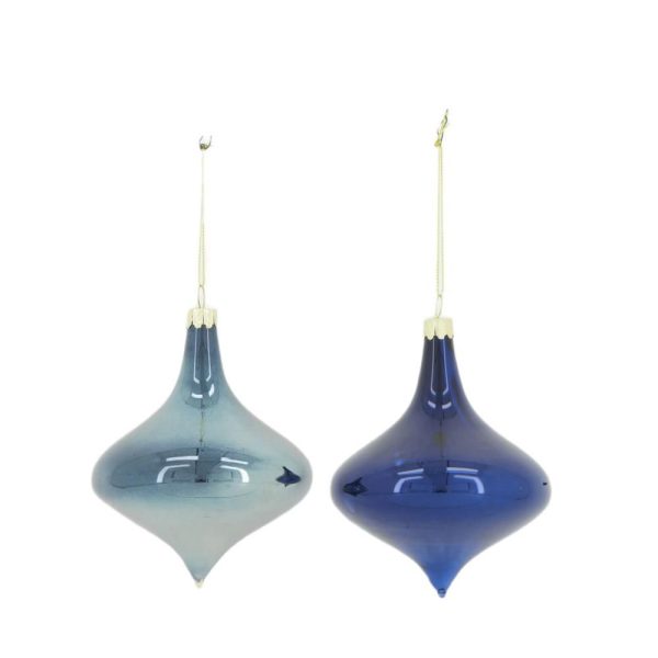 SET 2 SFERE VETRO 10X12CM GRIGIO/BLU