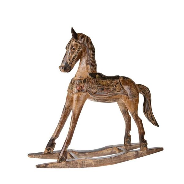 CAVALLO DONDOLO LEGNO 84X24 CM H.75,5 CM NATURALE ANTICATO CAVALLO DONDOLO LEGNO 84X24 CM H.75,5 CM NATURALE ANTICATO
