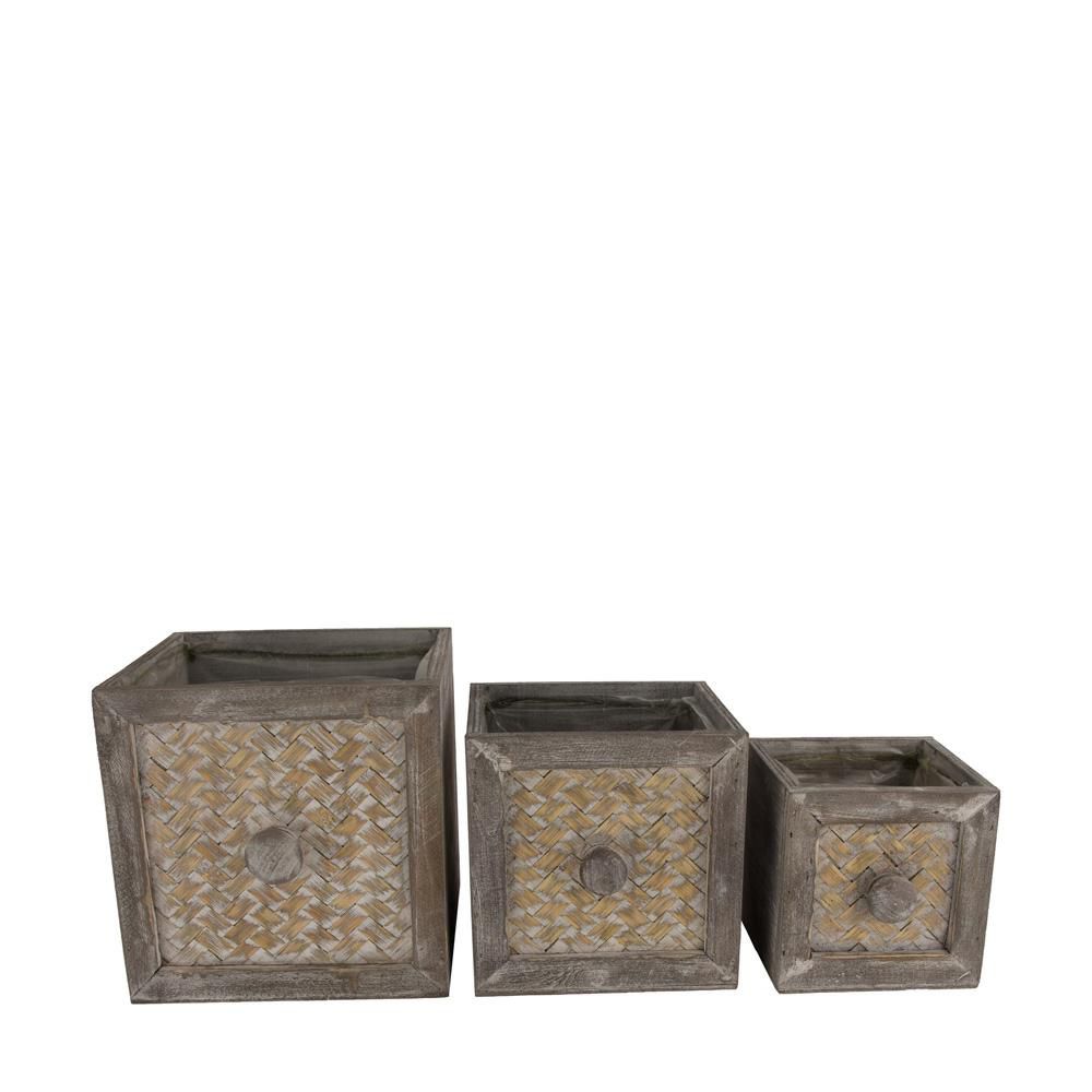 SET 3 CASSETTI LEGNO 18X18 CM H.18 CM GRIGIO ANTICATO SET 3 CASSETTI LEGNO 18X18 CM H.18 CM GRIGIO ANTICATO