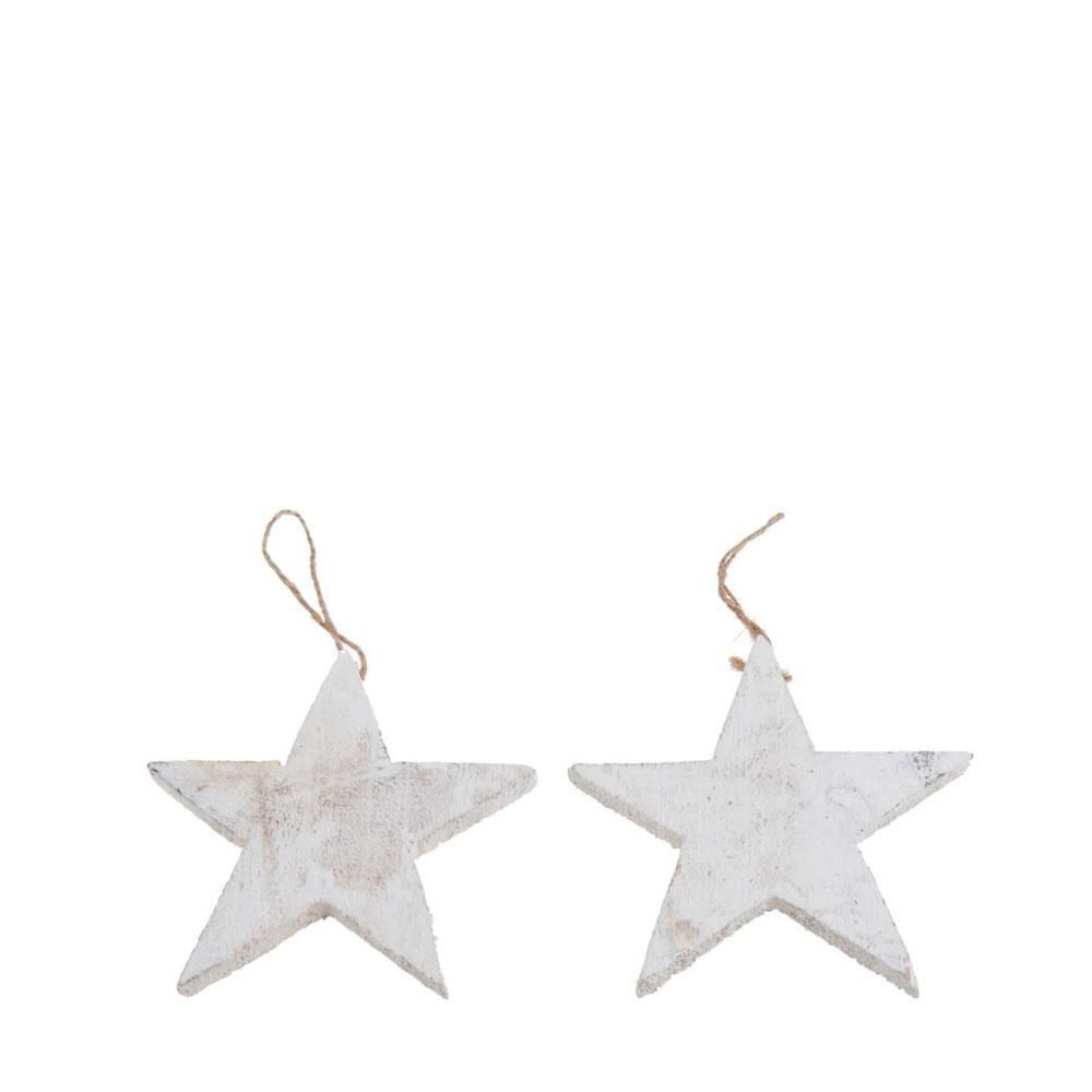 SET 10 STELLE LEGNO D/APP. 15X15 CM BIANCO