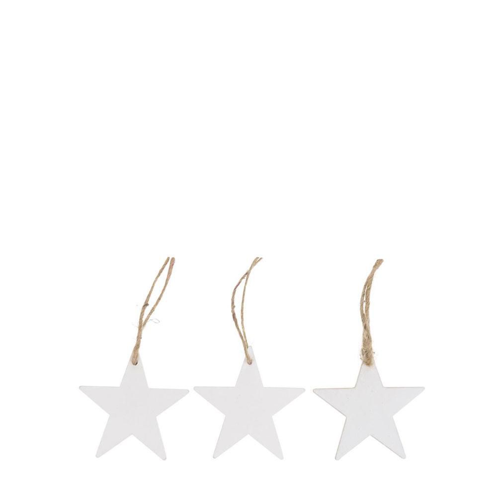 SET 10 STELLE LEGNO D/APP. 7X7 CM BIANCO