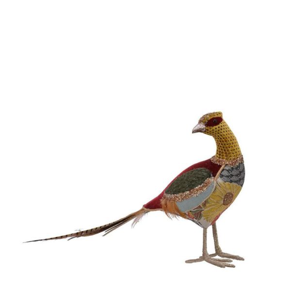 FAGIANO VELLUTO/PIUME 16X77X35 CM ROSSO/VERDE/SENAPE FAGIANO VELLUTO/PIUME 16X77X35 CM ROSSO/VERDE/SENAPE