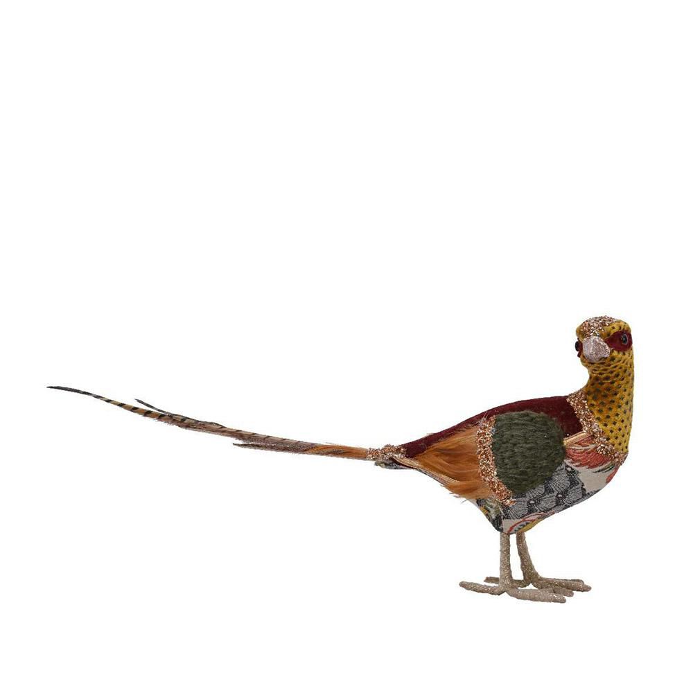 FAGIANO VELLUTO/PIUME 11X61X25 CM ROSSO/VERDE/SENAPE FAGIANO VELLUTO/PIUME 11X61X25 CM ROSSO/VERDE/SENAPE