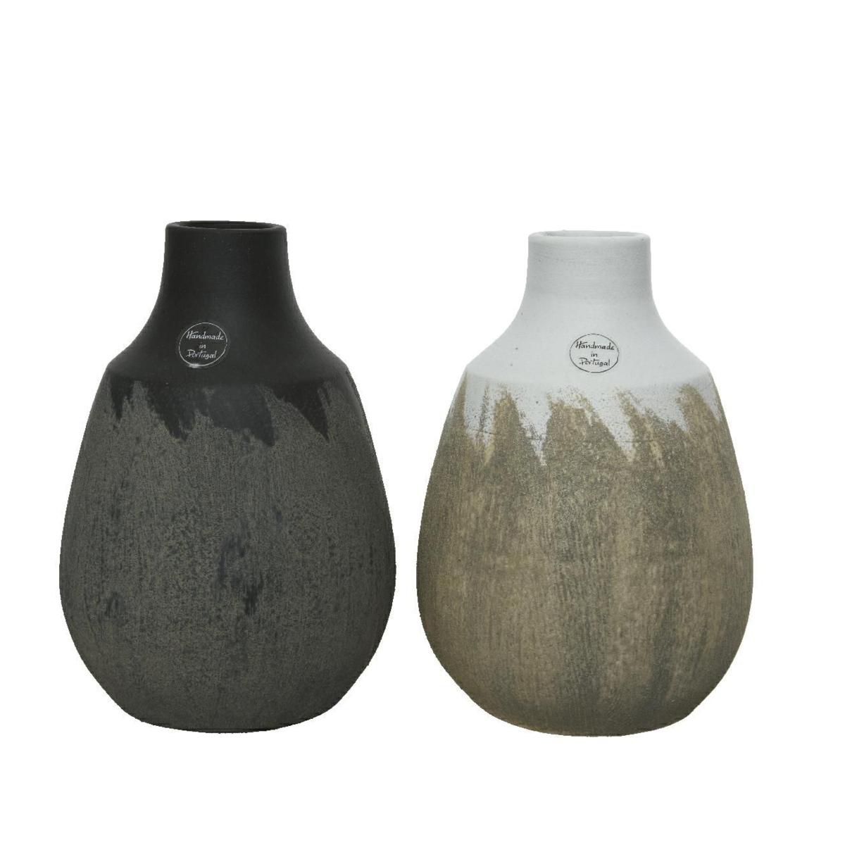 SET 2 VASI TERRACOTTA D.20 CM H.28 CM ASS.ANTRACITE/BIANCO SET 2 VASI TERRACOTTA D.20 CM H.28 CM ASS.ANTRACITE/BIANCO