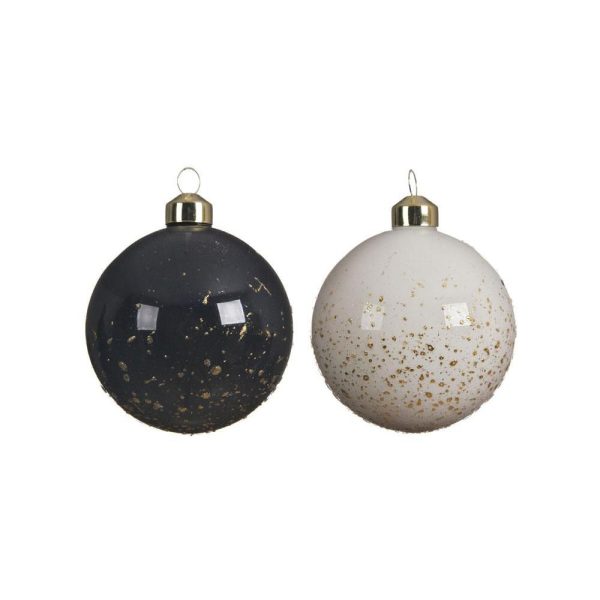 SET 2 SFERE VETRO MM.80NERO/BIANCO ORO SET 2 SFERE VETRO MM.80NERO/BIANCO ORO
