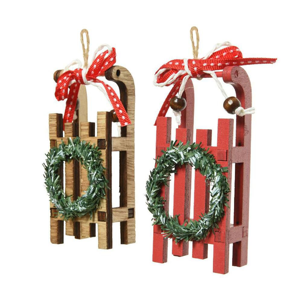 SET 2 SLITTE LEGNO 2,7X4 CM H.10 CM ROSSO/NATURALE