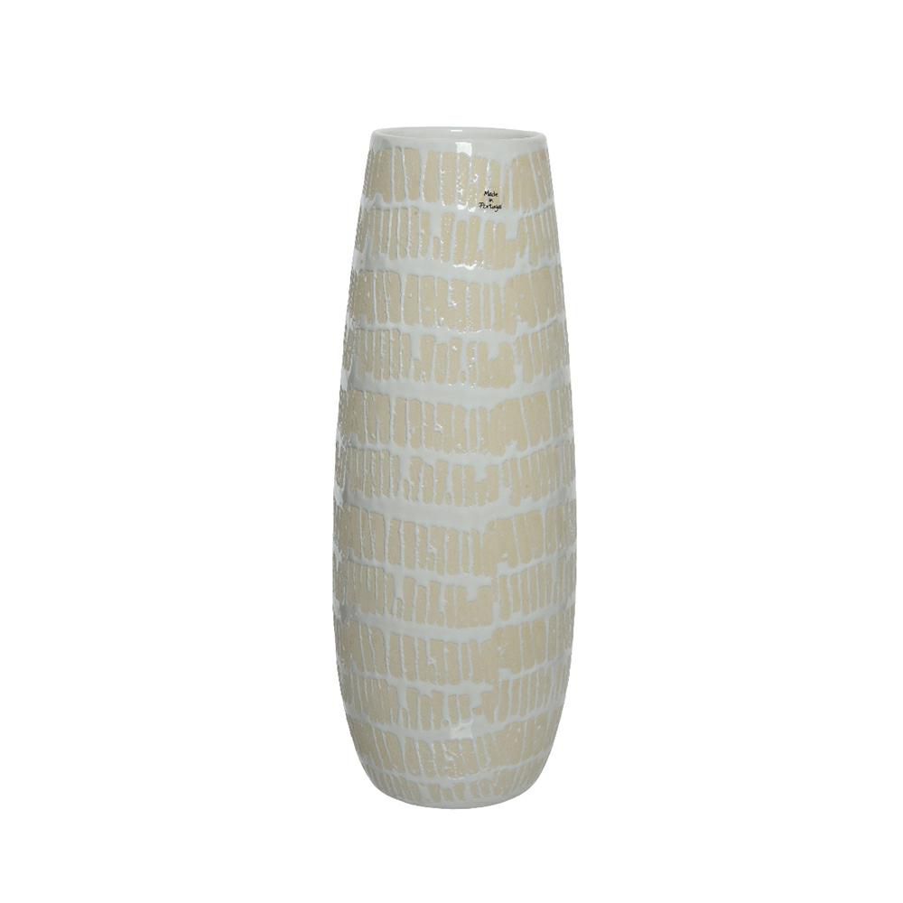 VASO CERAMICA D.16 CM H.46 CM BIANCO/BEIGE VASO CERAMICA D.16 CM H.46 CM BIANCO/BEIGE