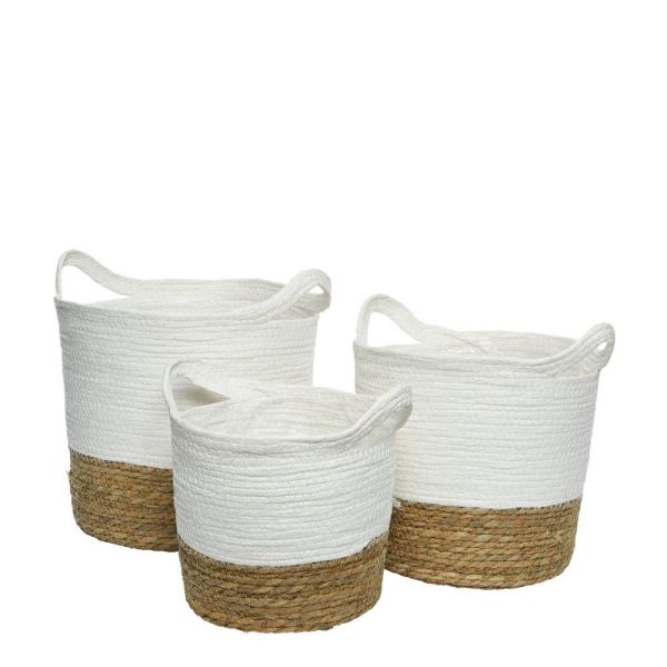 SET 3 CESTI D.24-28-33 CM H.21-26-31 CM NATURALE/BIANCO SET 3 CESTI D.24-28-33 CM H.21-26-31 CM NATURALE/BIANCO