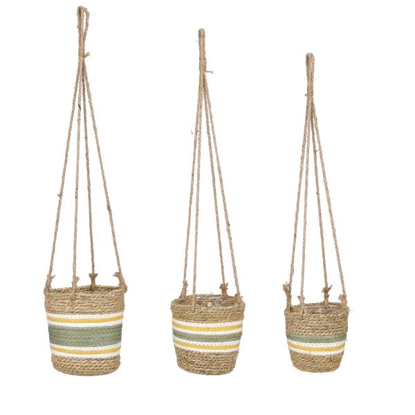 SET 3 CESTI D/APPENDERED.16 CM H.16 CM -RACHEL- NATURALE/VERDE SET 3 CESTI D/APPENDERED.16 CM H.16 CM -RACHEL- NATURALE/VERDE