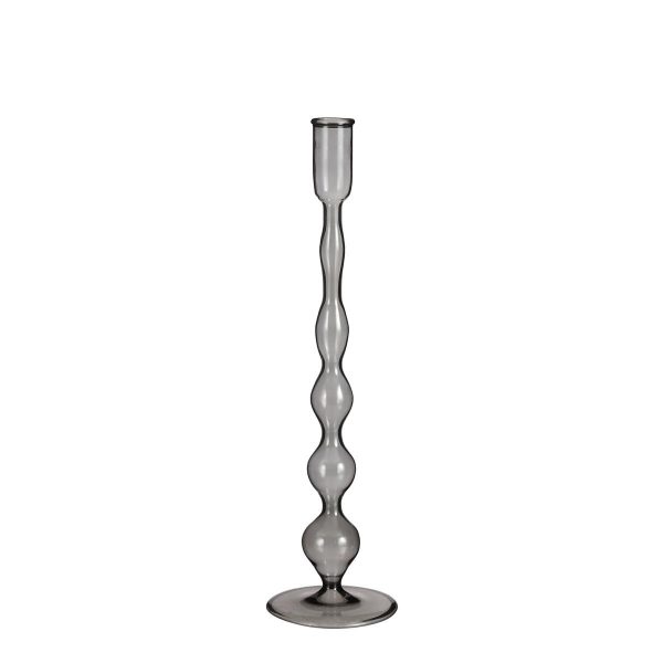 CANDELIERE VETRO D.9 CMH.33 CM -TRENT- GRIGIO CANDELIERE VETRO D.9 CMH.33 CM -TRENT- GRIGIO