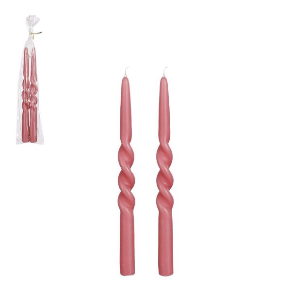 SET 2 CANDELE CONICHE TWISTED D.2,2 CM H.29 CM SALMONE SET 2 CANDELE CONICHE TWISTED D.2,2 CM H.29 CM SALMONE