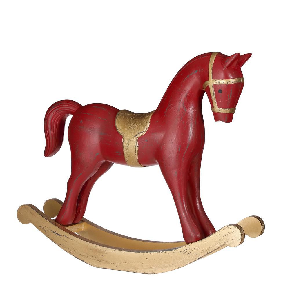 CAVALLO A DONDOLO LEGNO50X10,5 CM H.42 CM ROSSO/ORO CAVALLO A DONDOLO LEGNO50X10,5 CM H.42 CM ROSSO/ORO