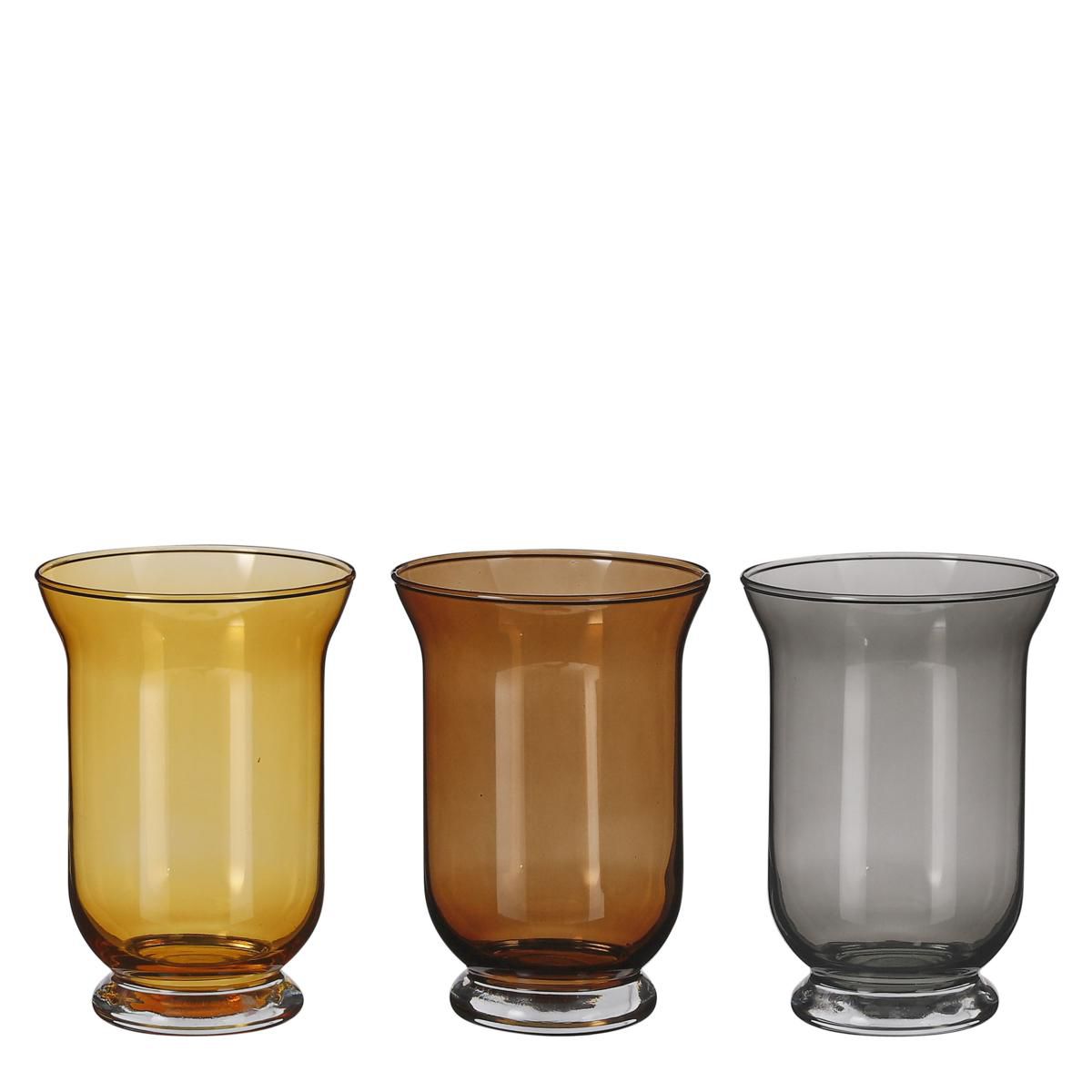 VASO VETRO HURRICANE D.14 CM H.19 CM ASS. NERO/MARRONE/GIALLO VASO VETRO HURRICANE D.14 CM H.19 CM ASS. NERO/MARRONE/GIALLO