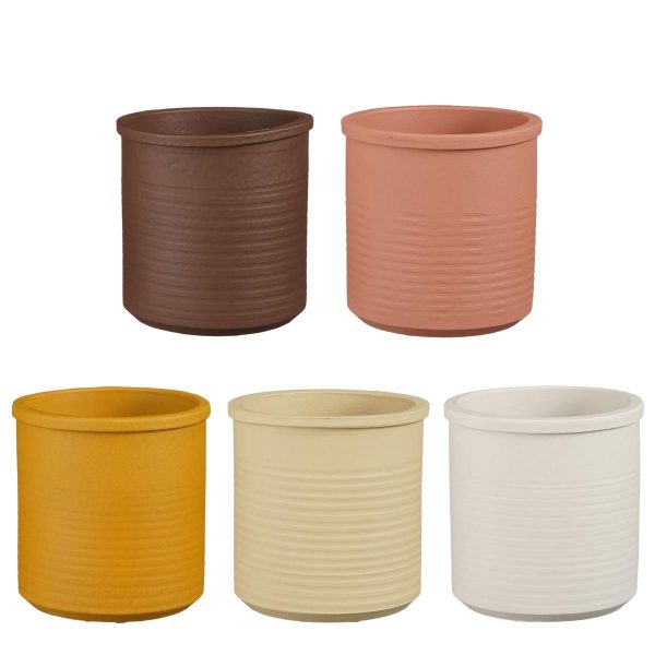 SET 5 VASI CERAMICA D.14 CM H.14 CM PANNA-BEIGE-TERRA-OCRA-MARRO SET 5 VASI CERAMICA D.14 CM H.14 CM PANNA-BEIGE-TERRA-OCRA-MARRO