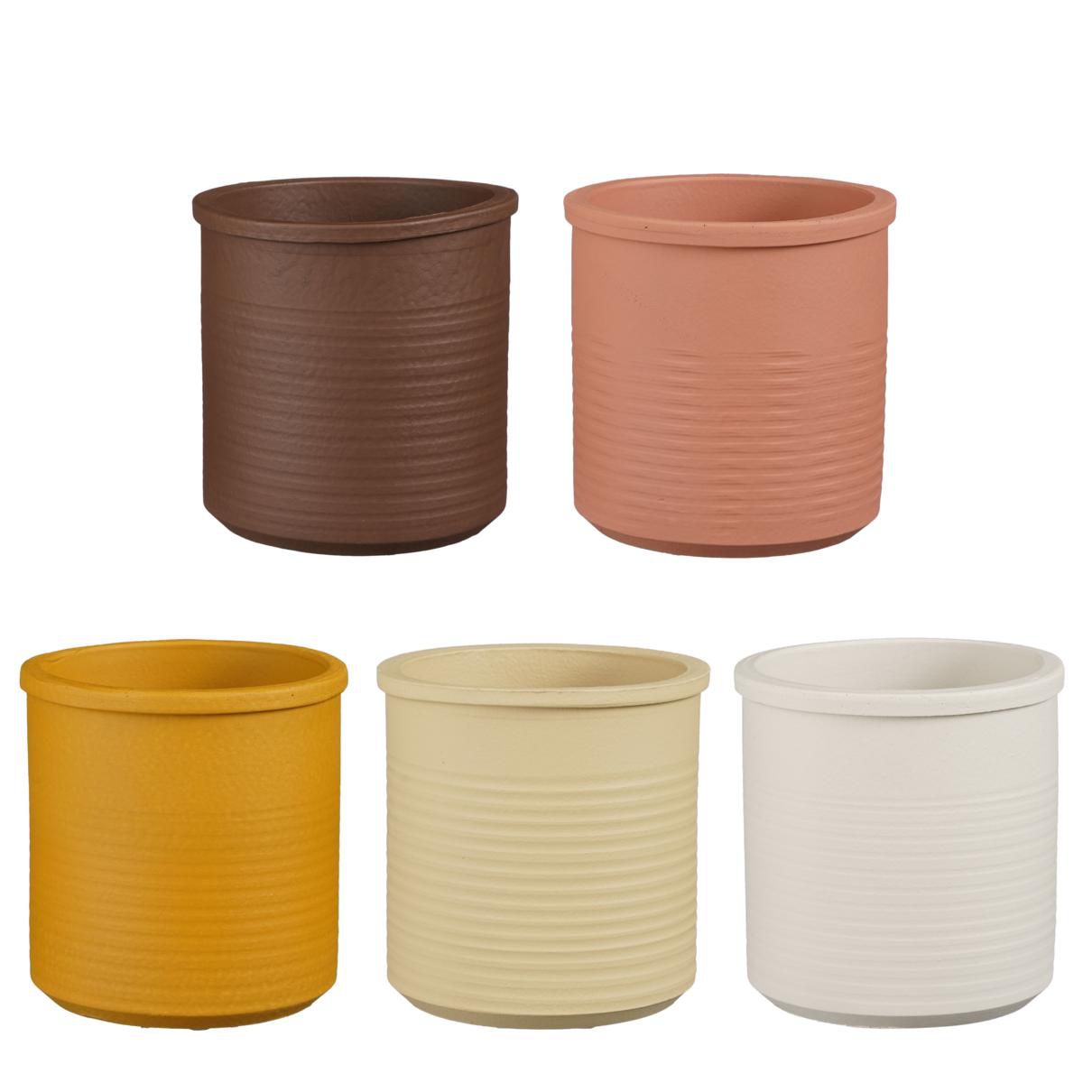 SET 5 VASI CERAMICA D.14 CM H.14 CM PANNA-BEIGE-TERRA-OCRA-MARRO SET 5 VASI CERAMICA D.14 CM H.14 CM PANNA-BEIGE-TERRA-OCRA-MARRO