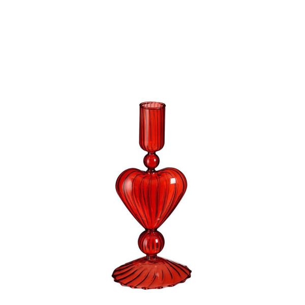 CANDELIERE VETRO CUORE D.9 CM H.20 CM -HAZEL- ROSSO CANDELIERE VETRO CUORE D.9 CM H.20 CM -HAZEL- ROSSO