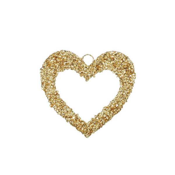 CUORE C/PAILLETTES D.20CM ORO